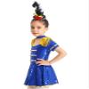Aislor Kids Girls Honor Guard Circus Ringmaster Halloween Cosplay Costume Gold Tassel Shiny Sequins Leotard Tutu Dress Royal Blue 14 Years view 4