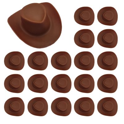 20 Pcs Brown Mini Cowboy Hats for Crafts Plastic Tiny Cowboy Hat Cute Small Cowboy Hats for Bottles Doll & Cake Decorations
