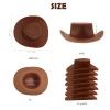 20 Pcs Brown Mini Cowboy Hats for Crafts Plastic Tiny Cowboy Hat Cute Small Cowboy Hats for Bottles Doll & Cake Decorations view 2
