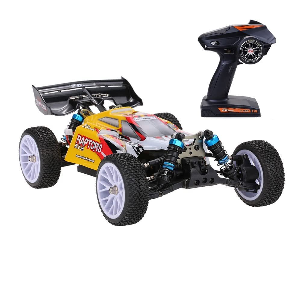 QIYHBVR RC Car, 1:16 Scale Remote Control Car, 4WD 55km/h High Speed Racing Car, Off-Road Buggy Drift Car RTR with Brushless Motor and Metal Servo 35A Waterproof ESC, for Adults