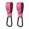 2 Pcs Stroller Hooks for Hanging, Portable Leather Style Stroller Clip Straps, Baby Stroller Hooks for Diaper Bags Grocery Shopping Bags, Mommy Hook for Stroller(Pink) view 1