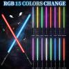 Amaxshiirchy Lightsaber 2 Pack RGB 15 Colors Metal Hilt FX Light Saber attery Rechargable 2-in-1 Double-Bladed FX Dueling Light Saber Cosplay Toy 3 Sound Mode Light Sword Forge view 2