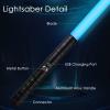 Amaxshiirchy Lightsaber 2 Pack RGB 15 Colors Metal Hilt FX Light Saber attery Rechargable 2-in-1 Double-Bladed FX Dueling Light Saber Cosplay Toy 3 Sound Mode Light Sword Forge view 3
