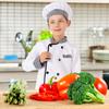 CAFELE Chef Costume for Kids Chef Coat Outfit Hats Tops Pants Halloween Party Masquerade Cook Cosplay for Boys Girls (plaid style, 8-10years) view 2
