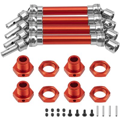 4Pcs ShareGoo Front Rear Drive Shaft CVD Driveshaft w/Hex Adapter Compatible with 1/8 Arrma Typhon 4x4 3s BLX Typhon 550 Mega 4x4 RC Car Upgrades Parts (Red)