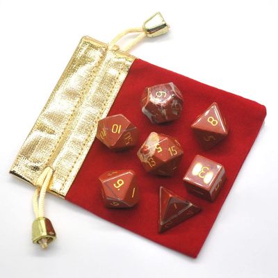 HXSCOO 7pcs/Set Polyhedral Dice Set with Pouch D4 D6 D8 D10 D% D12 D20 Table Games Natural Healing Crystals Stone Energy Chakra (Color : Red Jasper)