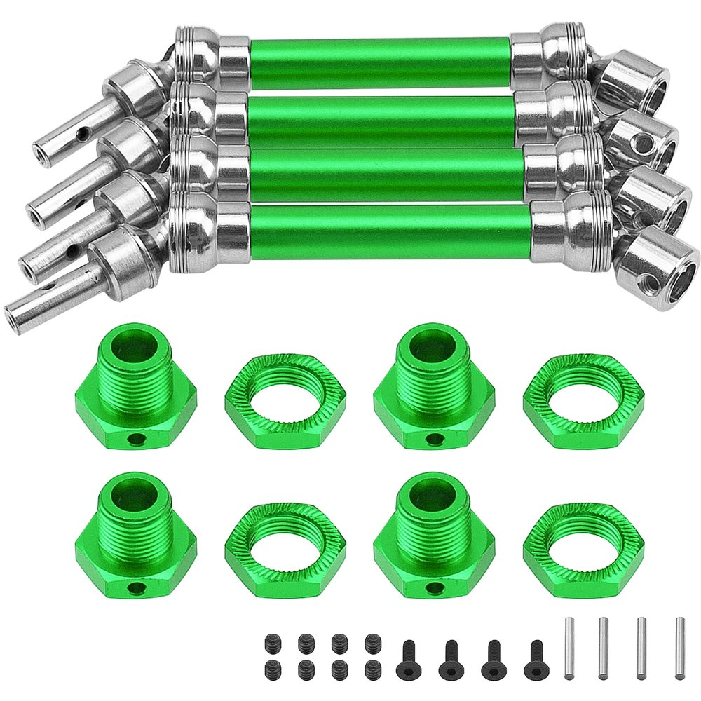 4Pcs ShareGoo Front Rear Drive Shaft CVD Driveshaft w/Hex Adapter Compatible with 1/8 Arrma Typhon 4x4 3s BLX Typhon 550 Mega 4x4 RC Car Upgrades Parts (Green)