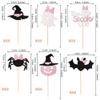 24 PCS Spooky One Halloween Cupcake Toppers Pink Black Glitter Bat Pumpkin Spider Witch Hat Spooky Cupcake Picks for Halloween Theme Baby Shower Kids 1st Birthday Party Cake Decorations Supplies view 2