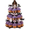 24 PCS Spooky One Halloween Cupcake Toppers Pink Black Glitter Bat Pumpkin Spider Witch Hat Spooky Cupcake Picks for Halloween Theme Baby Shower Kids 1st Birthday Party Cake Decorations Supplies view 4