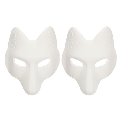 LUOZZY 2Pcs Halloween Fox Mask White Paper Blank Mask DIY Animal Mask Unpainted Craft Mask Halloween Cosplay Party Supplies