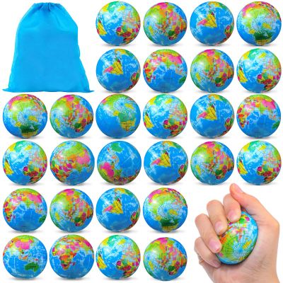 HyDren 100 Pcs Mini Globe Stress Balls Bulk 2 Inch World Earth Day Foam Relief Stress Balls for Finger Exercise Carnival Rewards Party Gift Bags