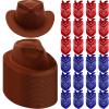 48 Pack Cowboy Hat and Bandana Set - Felt Party Hats with Western Bandanas for Boys and Girls (Brown, Red, Navy Blue) view 1