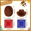 48 Pack Cowboy Hat and Bandana Set - Felt Party Hats with Western Bandanas for Boys and Girls (Brown, Red, Navy Blue) view 2