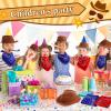 48 Pack Cowboy Hat and Bandana Set - Felt Party Hats with Western Bandanas for Boys and Girls (Brown, Red, Navy Blue) view 4
