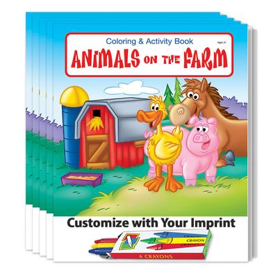ZOCO Animals on the Farm Custom Coloring Books (250 Bulk Pack, With Crayons) Petting Zoo Party Favors Games, Puzzles, Activities Gifts for Kids