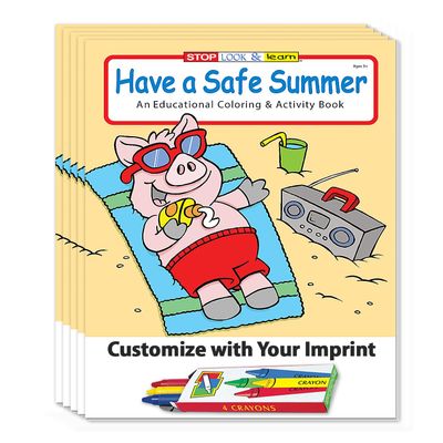 ZOCO  Have a Safe Summer  Custom Coloring Books (250 Bulk Pack, With Crayons)  End of School Year Activities for Kids  Add Your Imprint