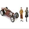 Bugatti T59 #28 Nuvolari Monaco GP (1934) w/Driver Mounted & Etorre Bugatti and Jean Bugatti Figures 1/18 Models by Le Mans Miniatures FLM 18000228 M view 1