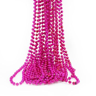 GiftExpress 12 pack of Mardi Gras Beads Necklace, Metallic Hot Pink Beaded Necklace, Mardi Gras Throws, Party Beads Costume Necklaces
