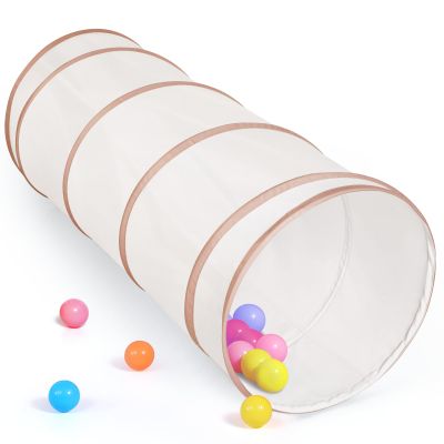 Moncoland Kids Play Tunnel Tent for Toddlers, Pop Up Crawl Tunnel Toy for Baby or Pet with Neutral Color, Collapsible Gift for Boy and Girl Play Tunnel Indoor and Outdoor Game (Beige Tunnel)