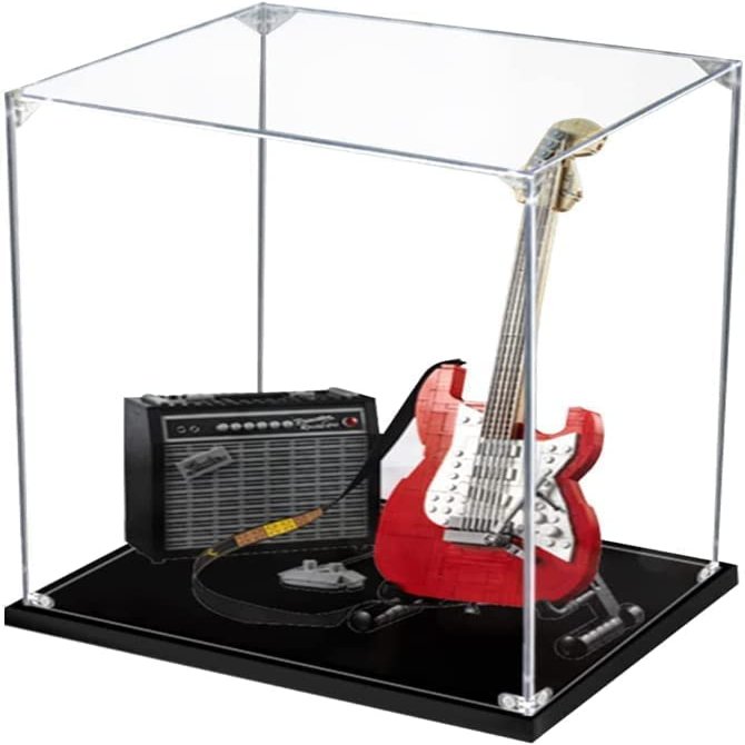 Pyy96 Acrylic Display Case for 21329 Ideas Fender Stratocaster Building Kit, Acrylic Dustproof Clear Display Box Showcase for 21329 Guitar Model (Model Set NOT Included) (3mm)
