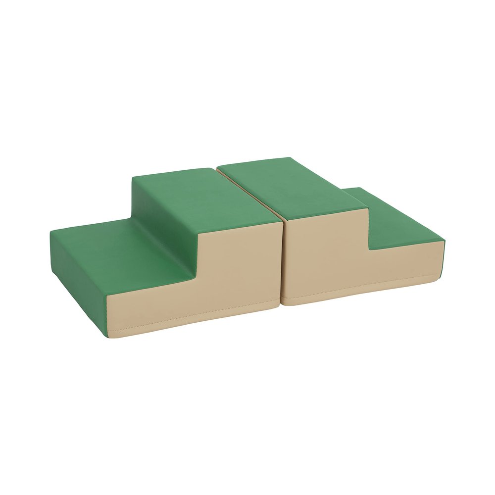 ECR4Kids SoftZone Junior Mix n' Match Step, Beginner Playset, Green, 2-Pack