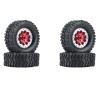 4Pcs Metal Beadlock Wheel Hub Rim and Rubber Tire Set for WPL C14 C24 B14 B24 B36 MN D90 MN99S RC Car Upgrade Parts ( Color : Red ) view 1