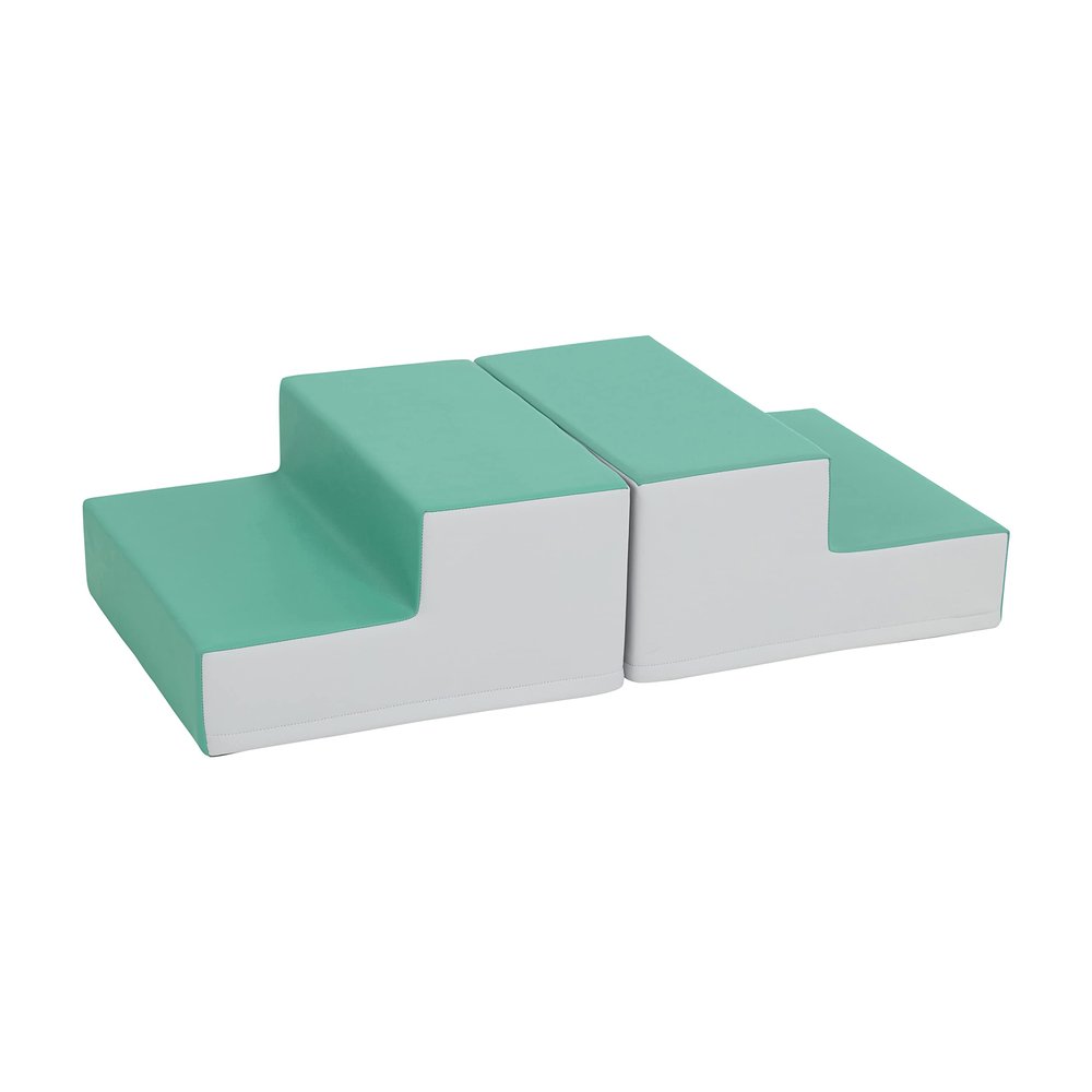 ECR4Kids SoftZone Junior Mix n' Match Step, Beginner Playset, Emerald, 2-Pack