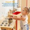 ECR4Kids Play Kitchen Stove, Wooden Playset, Natural view 3