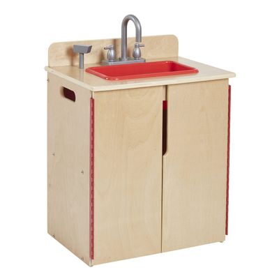 ECR4Kids Play Kitchen Sink, Wooden Playset, Natural