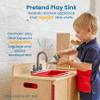 ECR4Kids Play Kitchen Sink, Wooden Playset, Natural view 3