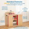 ECR4Kids Play Kitchen Sink, Wooden Playset, Natural view 4