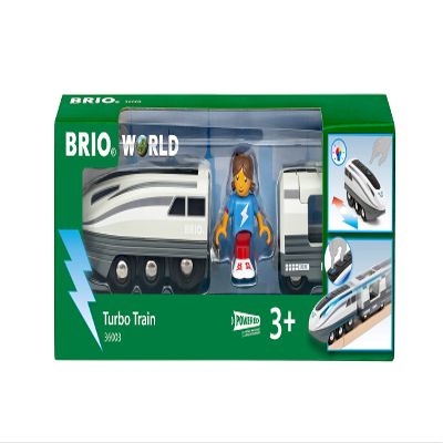 BRIO World 36003 Turbo Train | Dynamic Speed Boost Feature | Interactive Blue Light Indicators | Perfect Addition to Any Set | Suitable for Children Age 3 and Up