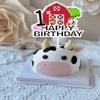 Farm Animal Cake Topper for Boys Girls Kids 1 Year Old Happy Birthday 1st Cake Decorations Cow Pig Cowboy Farmer Farmhouse Theme Party Supplies Red Glitter Cake Decor view 2