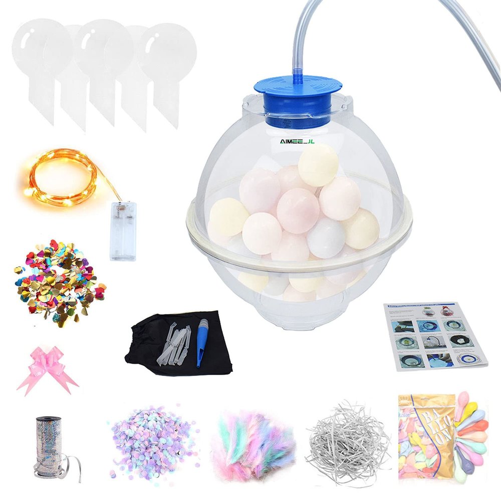 Balloon Stuffing Machine Balloon Stuffer Tool Kit with 9 Accessories Gift Wrap Machine for Filling Plush Toys Bouquets Wedding Party Christmas Decoration (BLUE)