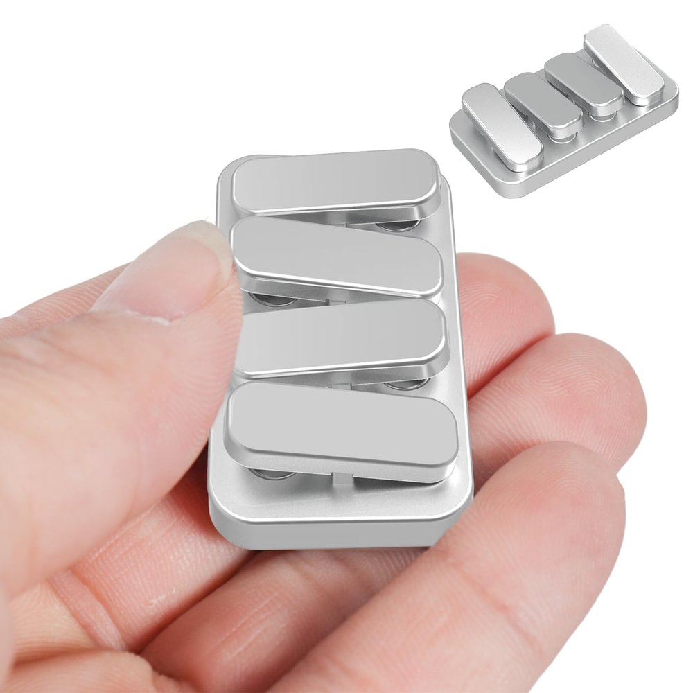 Metal Fidget Slider EDC Fidget Clicker Fidget Toys Adults (Matte Silver)