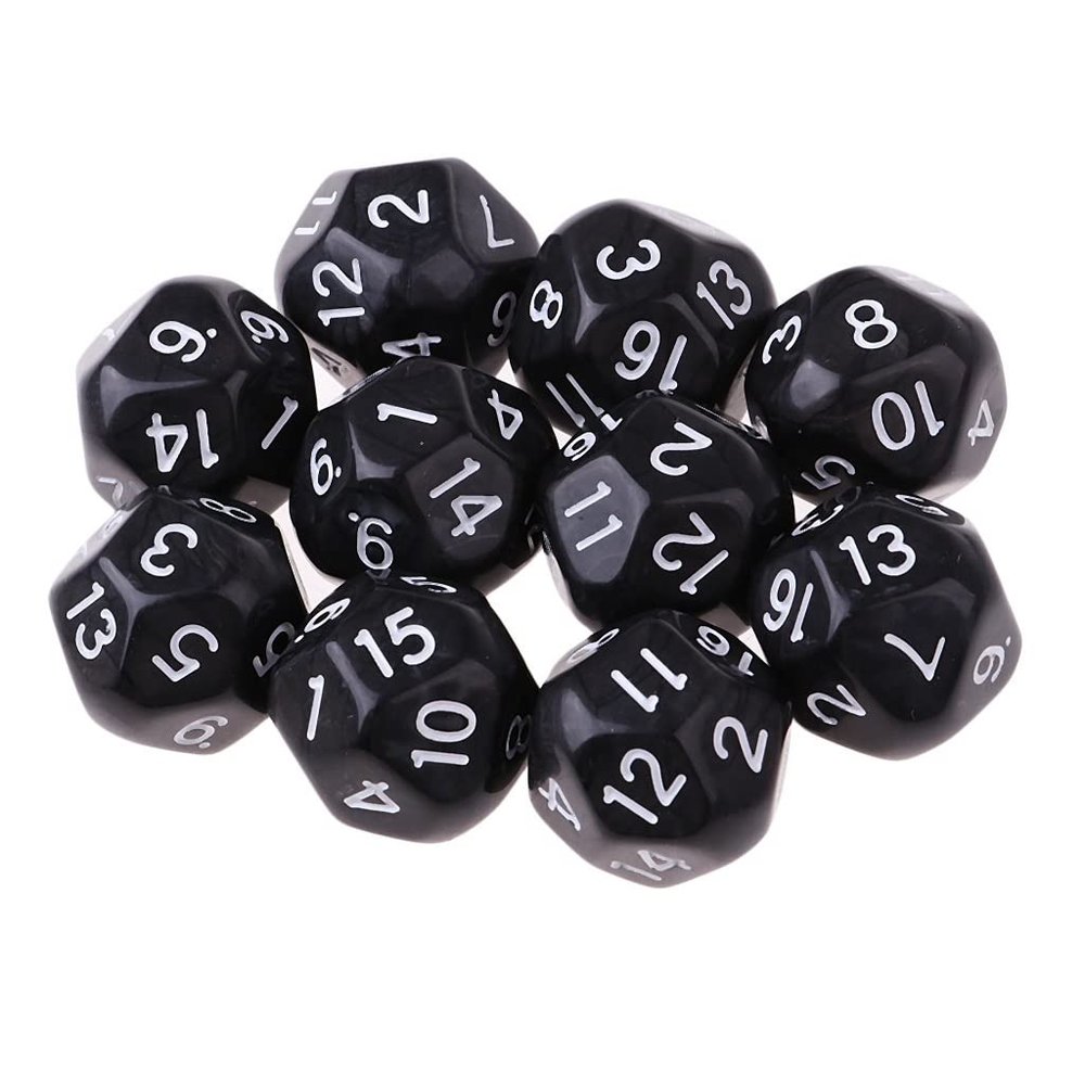 10Pcs 16 Sided D16 Acrylic Dices Table Game Accessory Toys for Education Or School Supplies (Color : Black)