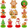 10 Pieces Christmas Gingerbread Man Party Ornaments Decorations Merry Xmas Gingerbread Man Snowflake Snowman Party Honeycomb Centerpieces Christmas Party Table Toppers Double Sided Dcor for Merry view 1