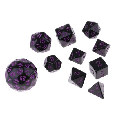 HXSCOO 10 Pieces Acrylic Polyhedral Dice for Dice Casino Party Game (Color : Purple)