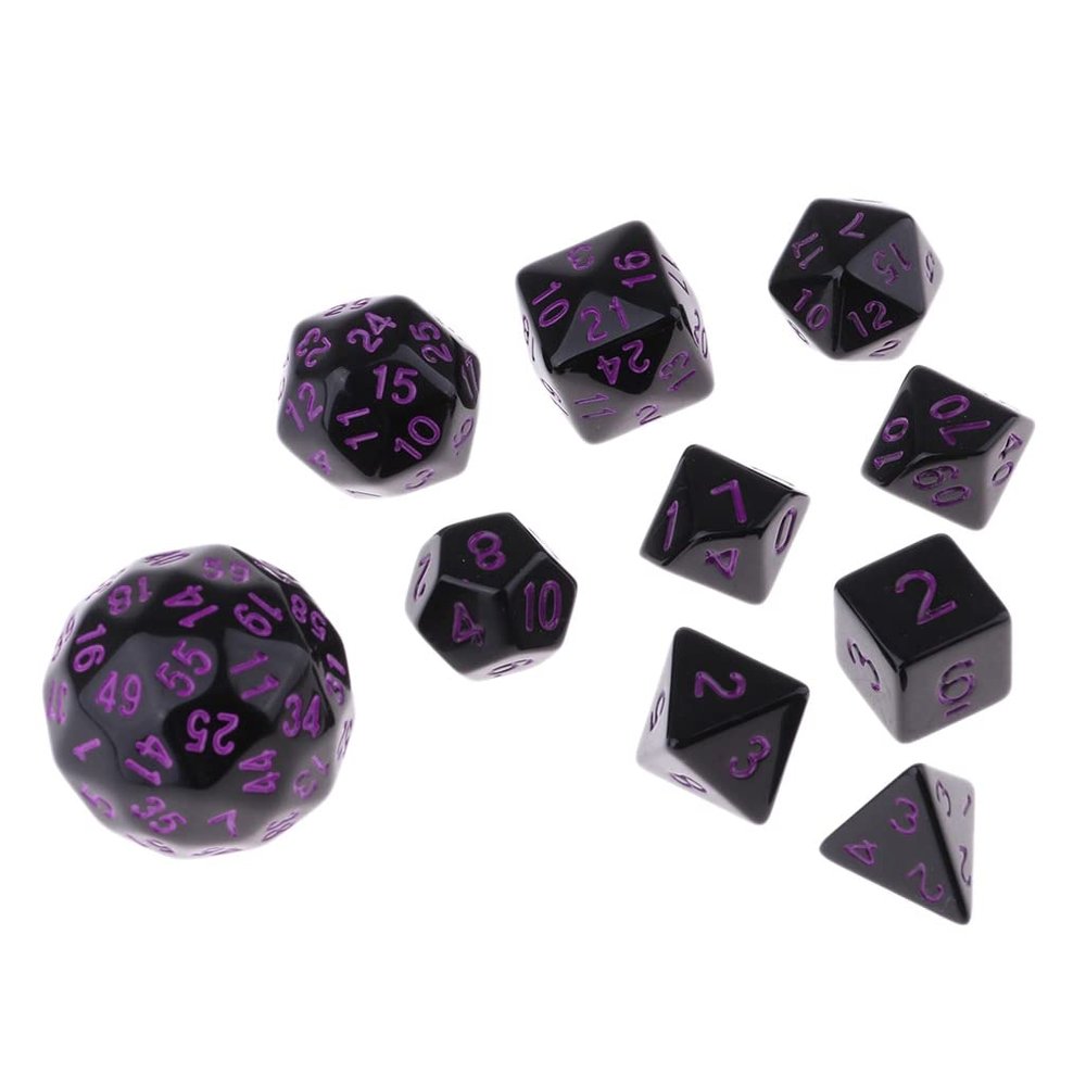 HXSCOO 10 Pieces Acrylic Polyhedral Dice for Dice Casino Party Game (Color : Purple)