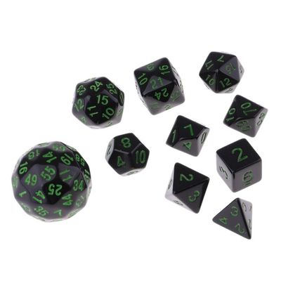 HXSCOO 10 Pieces Acrylic Polyhedral Dice for Dice Casino Party Game (Color : Green)