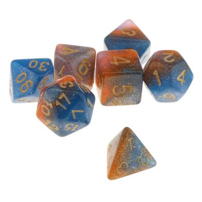 HXSCOO 7Pcs Polyhedral Dice Polyhedral Game Dices Set for D20 D12 D10 D8 D6 D4 Table Board Game (Color : Chocolate)