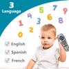 LKNUIYIE Kids Realistic TV Remote Control with Soft Light and Sound, Early Educational Learning Remote Toy with 3 Different Language, Musical Remote Toy for 6 Months+ Toddlers Boys or Girls view 4
