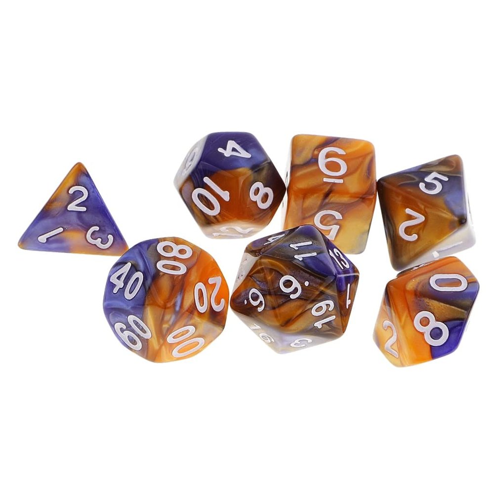 HXSCOO 7Pcs Polyhedral Dice Polyhedral Game Dices Set for D20 D12 D10 D8 D6 D4 Table Board Game (Color : Purple)