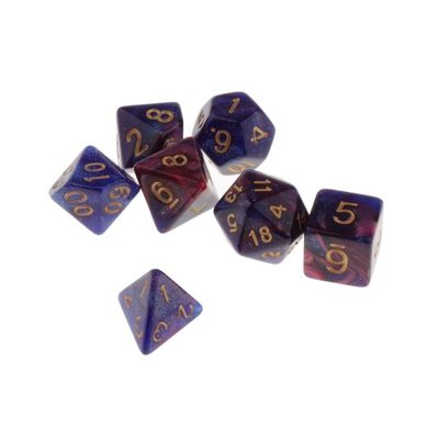 HXSCOO 7Pcs Polyhedral Dice Polyhedral Game Dices Set for D20 D12 D10 D8 D6 D4 Table Board Game (Color : Navy Blue)