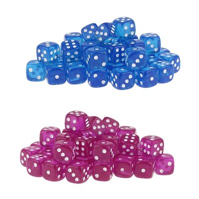 HXSCOO 100pcs New Square 12mm Six Sided D6 Opaque Standard Game Dice 12mm Blue & Purple