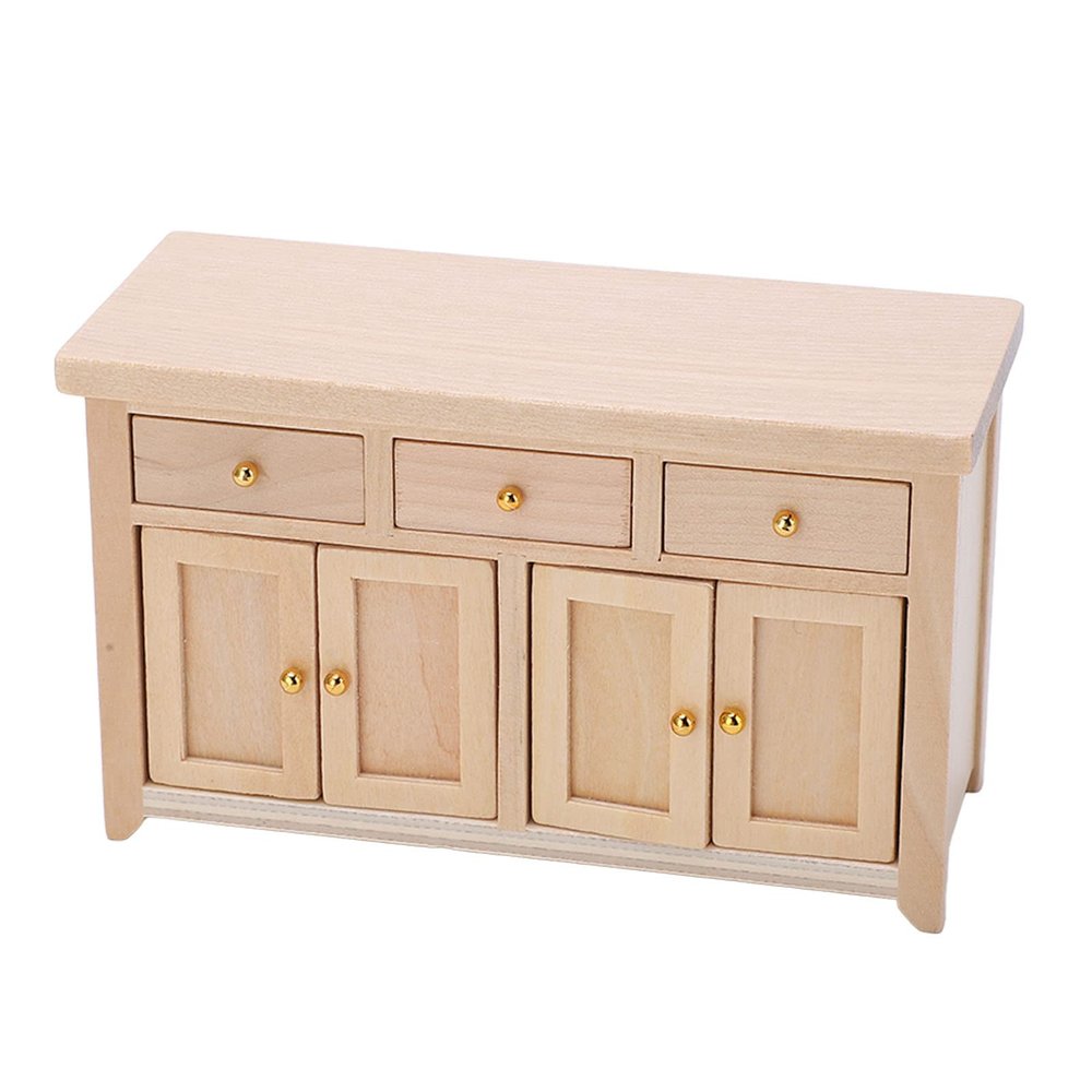 Dollhouse Cabinet, Miniature 1:12 Scale Dollhouse Furniture Living Room for Desk Wood