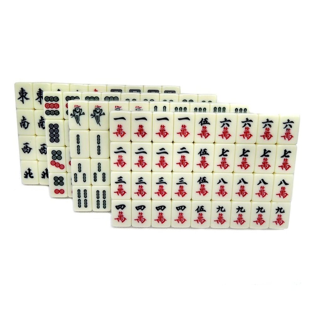 VSOLS Portable Carving Travel Mahjong 2CM Premium Mahjong Set 144 for Family Party Table Game (Color : Yellow)