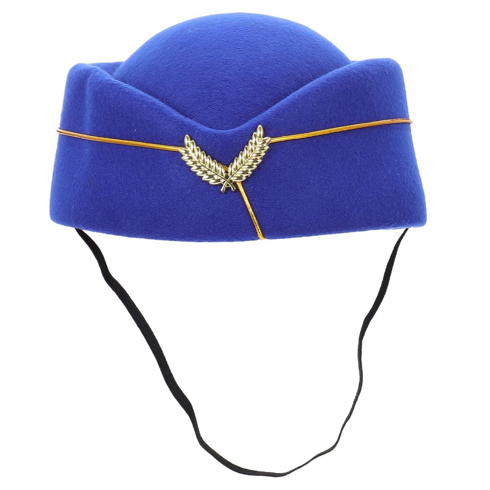 Ipetboom Flight Attendant Costume Flight Attendant Hat, 1 Pc Beret Hat Air Hostess Felt Stewardess Cap for Halloween Cosplay Costume Accessories