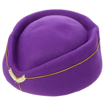 Ipetboom Flight Attendant Costume Flight Attendant Hat, 1 Pc Beret Hat Air Hostess Felt Stewardess Cap for Halloween Cosplay Costume Accessories