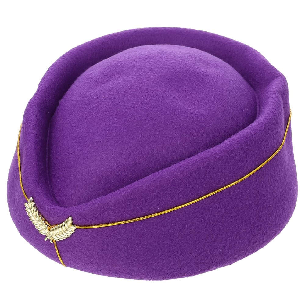 Ipetboom Flight Attendant Costume Flight Attendant Hat, 1 Pc Beret Hat Air Hostess Felt Stewardess Cap for Halloween Cosplay Costume Accessories